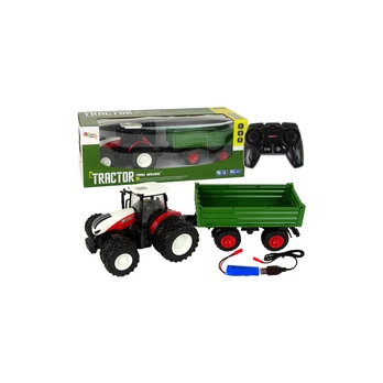 Lean RC traktorius su priekaba 1:24 Raudona žalia