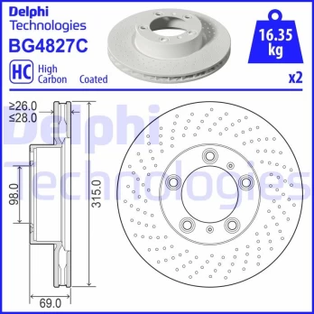 Stabdžių diskas DELPHI BG4827C