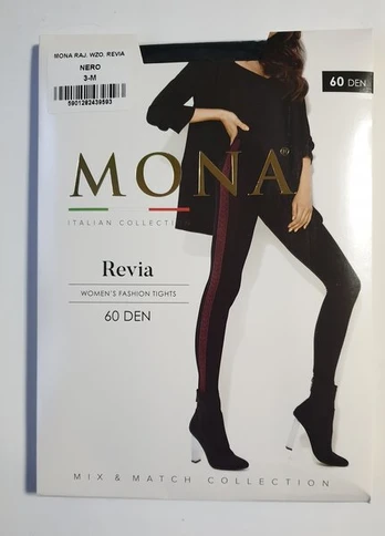 Pėdkelnės moterims su raštu MONA Revia 60, juodos