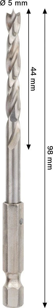 Bosch PRO Grąžtas medžiui Ø 5 mm, 98,5 mm,1/4