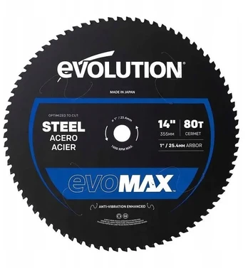 GLOBAL SAW „Evolution“ plieno pjovimo diskas EVOMAX 355 mm, Ø355 x 25,4 mm, 80 dantų, CERMET