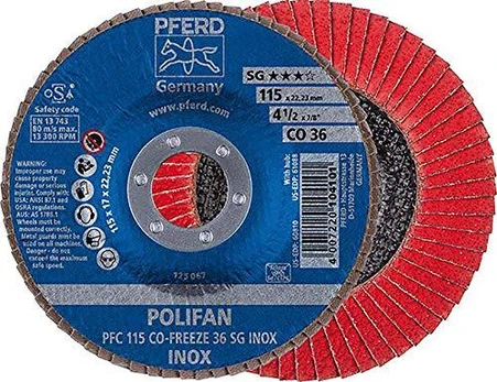 Šlifavimo diskas PFERD PFC125 CO-FREEZE SG INOX 36