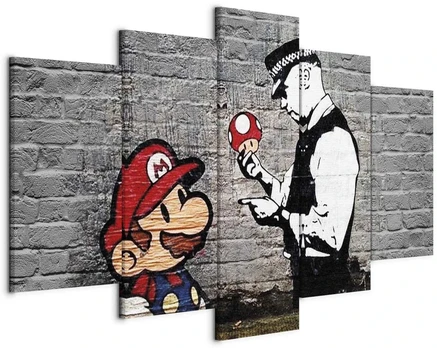 Paveikslas Super Mario grybas ir policininkas (Banksy)