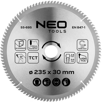 Neo Tools Widia pjūklo diskas, 235 x 30 mm, 100 dantų, aliuminiui