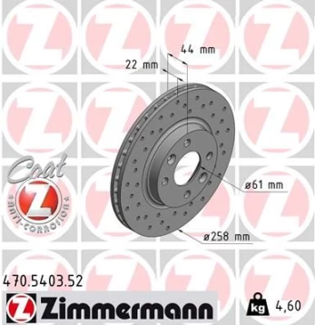 Stabdžių diskas ZIMMERMANN 470.5403.52