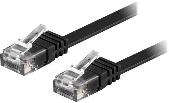 DELTACO U/UTP Cat6 patch cable, flat, 20m, 250MHz, juodas