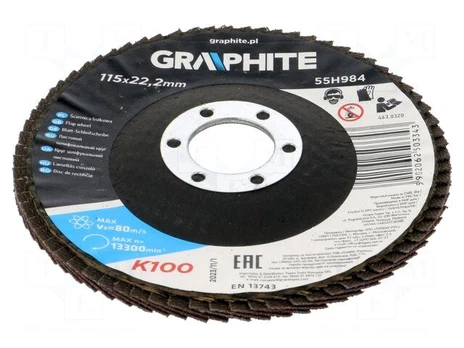 Flap grinding wheels | Ø: 115mm | Øhole: 22.2mm | Granularity: 100