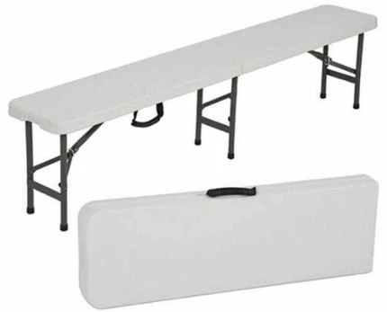 Sulankstomas lauko suolas Party, 182x30x42 cm, baltas
