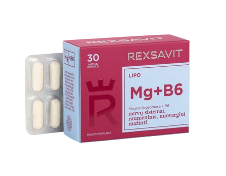 REXSAVIT LIPO Mg+B6, kietosios kapsulės N30