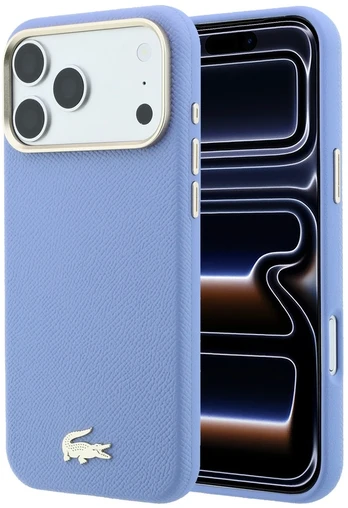 Dėklas Lacoste PU Leather Champs Elysees Gold Logo phone case with MagSafe support for iPhone 18 Pro Max mėlynas