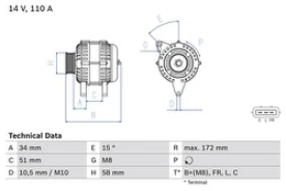 BOSCH 0 986 083 520 Kintamosios srovės generatorius