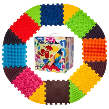 Ortopedinis sensorinis kilimėlis Ortek "Puzzle" (konstrukciniai 8 elementai + 8 trikampiai)