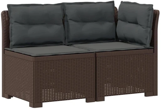 2-Vietis Sodo Sofas su Pagalvėlėmis, Atrodo kaip Ratano PP Ruda