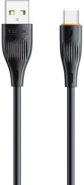 Kabelis 3A 1m USB - USB-C T-Phox X-Lite juodos spalvos