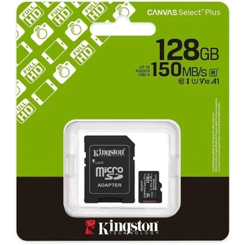 Kingston MicroSD Card Canvas Select Plus 128 GB Class 10 + adapteris (SDCS3/128)