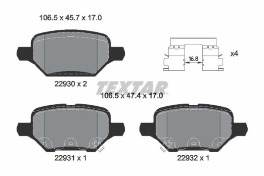 TEXTAR 2293001 Brake pad set