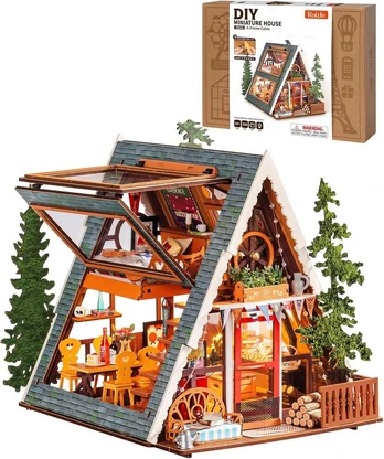 Robotime Mini namas 3D konstruktorius A-Frame Cabin Kalnų namelis