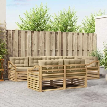 Lauko sofos komplektas 7 pcs Balta ir kreminė Poliesteris