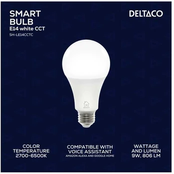 Deltaco IŠMANIŲJŲ NAMŲ SH-LE27CCTC LED lemputė E27 9W