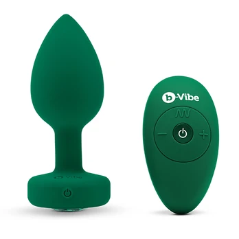 B-Vibe - Vibrating Jewel Plug M/L Emerald Analinis kaištis