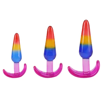 Doc Johnson Crystal Jellies Plug Set Rainbow S/M/L - Gradual Training Kit