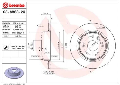Stabdžių diskas BREMBO 08.8868.20