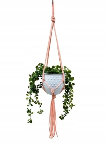 Gėlių stovas (makramė) Boho, lašišos spalvos