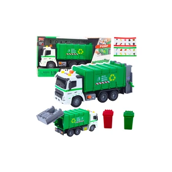 Lean Toys Garbage Truck Garbage Can Lights Sounds Žalias 1:16
