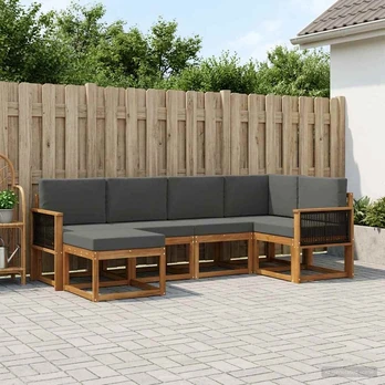 Lauko sofos komplektas 6 pcs Natūralus ir antracitas