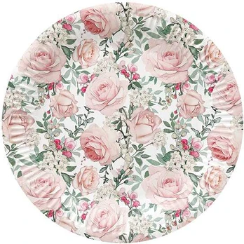 Popierinės lėkštės Gorgeous Roses Paw 23cm/8vnt.