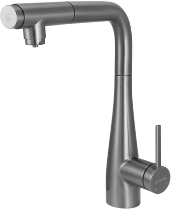 Kitchen faucet with water filter connection with pull-out spout