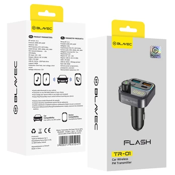 Oem Blavec FM Transmitter Flash TR-01 MP3, Bluetooth - 2xUSB + Type C - PD 36W QC3.0 18W (TFMFTR01-B) juodas