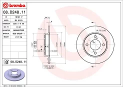 BREMBO 08.D248.11 Brake Disc kaina