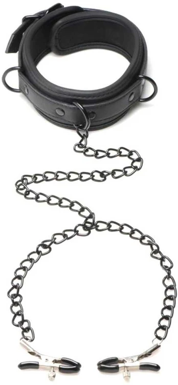 XR Brands Collared Temptress Adjustable Neoprene Collar with Chains