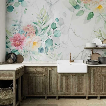 Artgeist Fototapetas - Flowery Marble