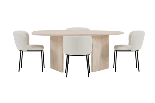 Grönvik Table - Nature with 4 Edina Chair - White