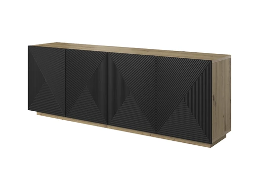 Durų komoda 200 cm, Asha Artisan juoda matinė