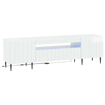 LED televizoriaus spintelė Itin blizgi balta Apdirbta mediena