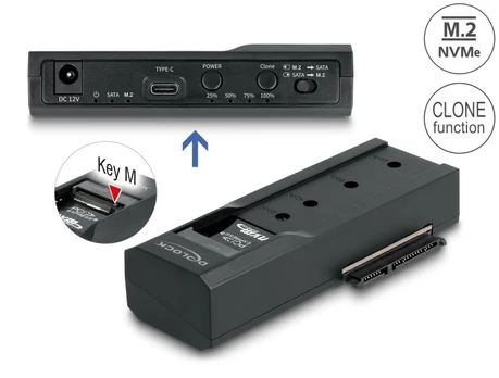 DeLOCK 64252 saugojimo diskų prijungimo stotis USB 3.2 Gen 2 (3.1 Gen 2) Type-C Juoda