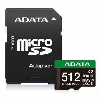 Atminties kortelė Adata Speed Plus UD512GUI3V30A2SP-RA1, 512 GB, 180 Mb/s - 160 Mb/s