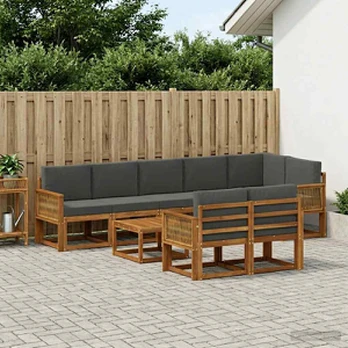 Lauko sofos komplektas su pagalve 9 pcs Natūralus ir antracitas