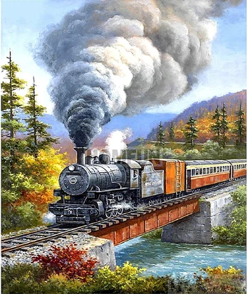 Deimantinis paveikslas Travelling by Train WD098 38*48 cm