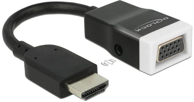 AV adapteris Delock HDMI - D-Sub (VGA) + Jack 3.5mm juoda (65587)