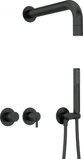 Concealed shower set with hand shower - with horizontal mixer