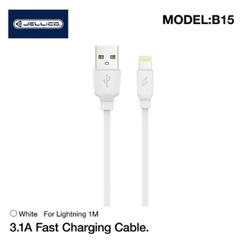 Kabelis Jellico B15LIGWH, Lightning/USB, 1 m, balta
