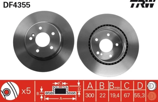 TRW DF4355 Brake Disc