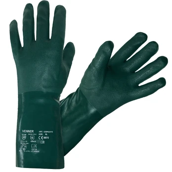PVC žalios darbo pirštinės 35 cm