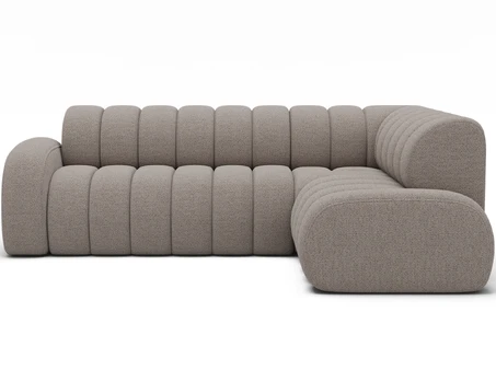 Villeo corner sofa with sleeping function and extendable seat, beige bouclé, right-hand, Modern, Beige