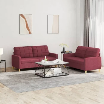 Sofa Sofos komplektas su pagalvėlėmis, 2 dalių, vyno, audinys