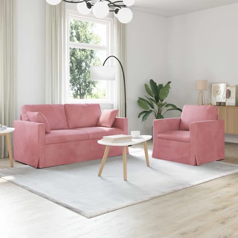 Sofa Sofos komplektas 2 pcs Rožinė 158 x 78 x 80 cm Aksomas